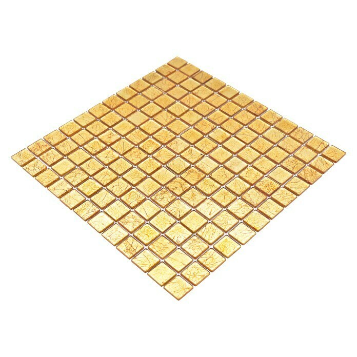 Mosaikfliese Quadrat Crystal Uni CM 4GO1030 x 30 cm, Gold, Glänzend Diagonal View