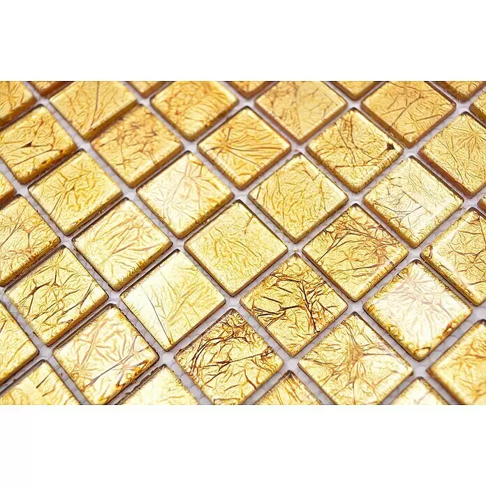 Mosaikfliese Quadrat Crystal Uni CM 4GO10 - 30 x 30 cm, Gold, Glänzend - Detailaufnahme