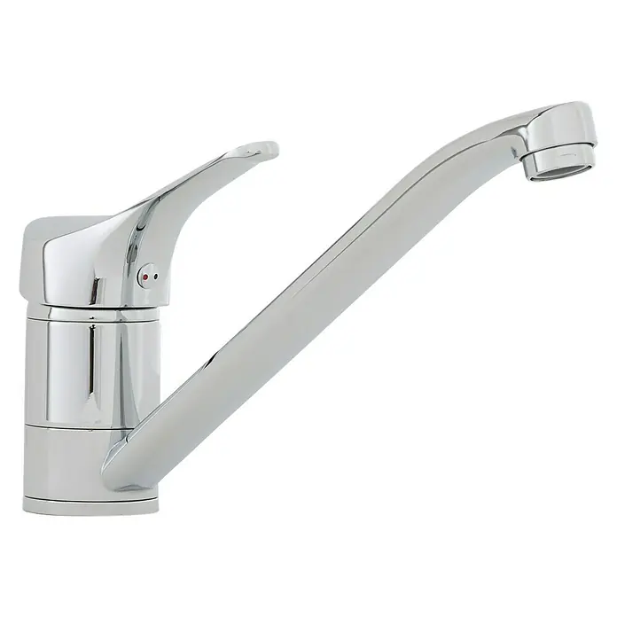 Thermoflow Spültischarmatur QMIX 700 - Niederdruck, Chrom, Glänzend, Beweglichkeit Auslauf: Schwenkbar - Glänzender Chrom-Wasserhahn mit elegantem Auslauf, perfekt für moderne Küchen und Badezimmer. Ein Hingucker für jedes Waschbecken.