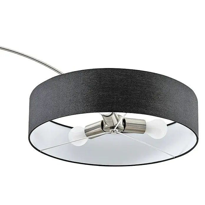Stehleuchte - 180 W, Höhe: 204 cm, Schwarz, E27 - Elegante Deckenleuchte mit schwarzem Lampenschirm, drei Leuchtmitteln und einem modernen Design für stilvolle Beleuchtung im Raum.