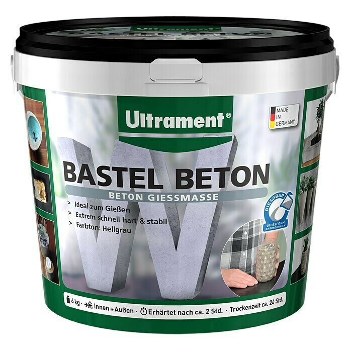 Ultrament Beton-Gießmasse Bastel BetonHellgrau, 6 kg Front View