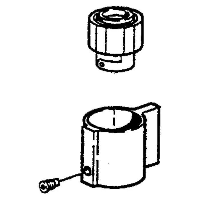 Hansa Oberteil - Chrom - Abbildung einer zweiteiligen Rohrschelle mit zugehöriger Schraube, ideal zur sicheren Befestigung von Rohren und Leitungen.