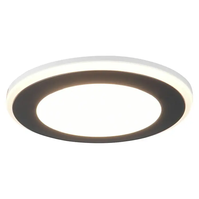 Trio Leuchten LED-Einbauleuchte rund Aura - 5 W, Ø x H: 82 mm x 4 cm, Schwarz - Moderne Deckenleuchte mit runder Form, weißem Rand und schwarzem Akzent. Die Lampe strahlt helles, gleichmäßiges Licht aus.