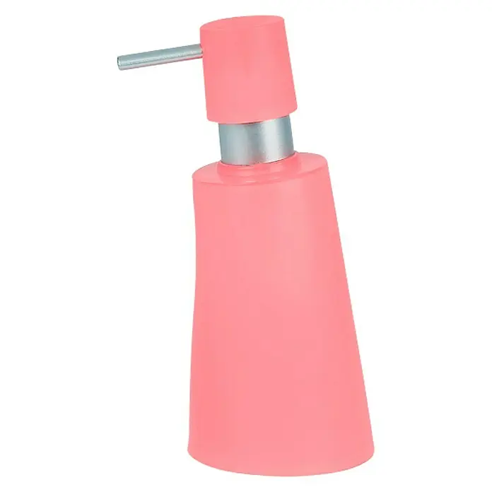 Spirella Dispensador de jabón Move - L x An x Al: 8 x 8 x 18 cm, Plástico, Rosa - Este dispensador, con un color rojo y bomba plateada, es ideal para dispensar jabón o loción en el baño.