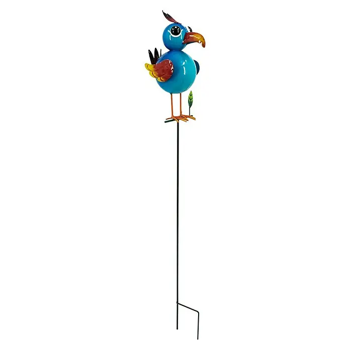 Pflanzenstecker Vogel - L x B x H: 14 x 9 x 71,5 cm, Metall, Gelb - Bunte Gartenstecker Vogel aus Metall, eine dekorative und farbenfrohe Gartenskulptur für den Außenbereich.