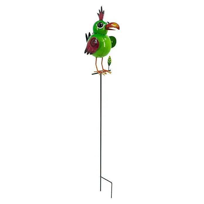 Pflanzenstecker Vogel - L x B x H: 14 x 9 x 71,5 cm, Metall, Gelb - Bunte Vogel-Gartenstecker aus Metall. Der grüne Vogel mit rotem Schnabel ist eine dekorative Ergänzung für jeden Garten oder jede Terrasse.
