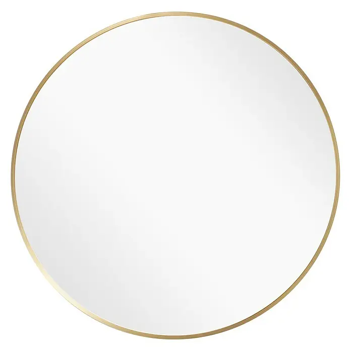 Rahmenspiegel Levi - Durchmesser: 60 cm, Gold, Metall - Bild einer runden Wandspiegel mit einem goldenen Rahmen, der Eleganz und Stil in jeden Raum bringt.