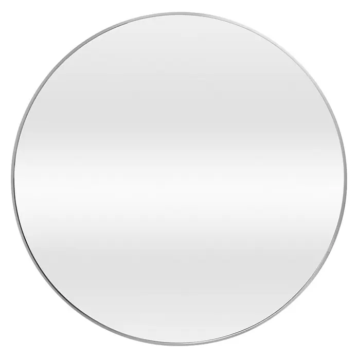 Rahmenspiegel Levi - Durchmesser: 80 cm, Silber, Metall - Runder Spiegel mit silbernem Rahmen, der das Licht reflektiert und eine elegante Note verleiht. Ideal für Bad oder Flur.