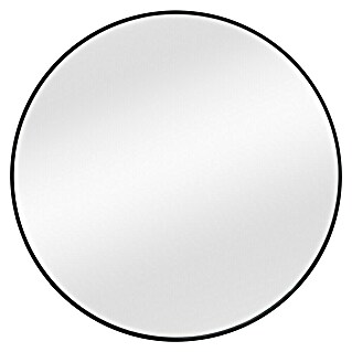 Ogledalo s okvirom Levi (Promjer: 80 cm, Crna, Metal)