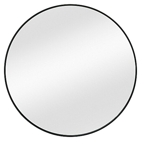 Rahmenspiegel Levi (Durchmesser: 80 cm, Schwarz, Metall)