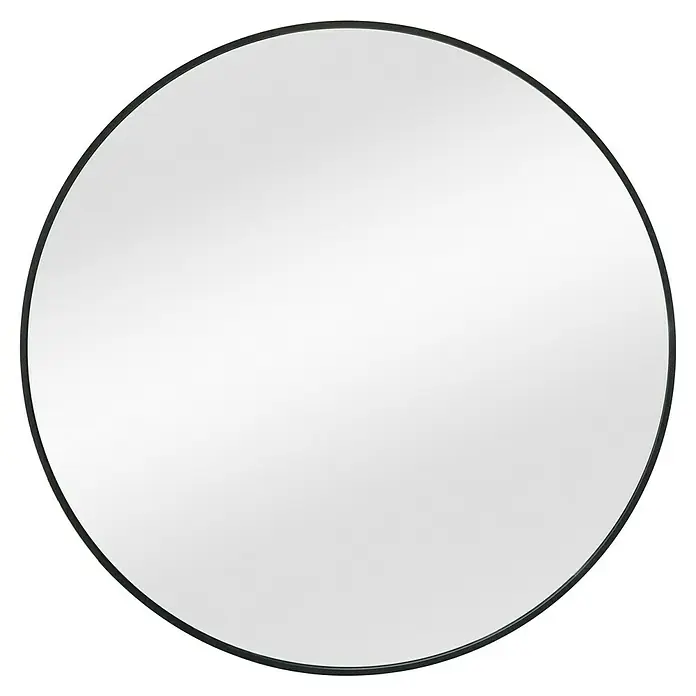 Rahmenspiegel Levi - Durchmesser: 80 cm, Schwarz, Metall - Runder Spiegel mit schwarzem Rahmen. Der Spiegel reflektiert die Umgebung und ist ein dekoratives Element.