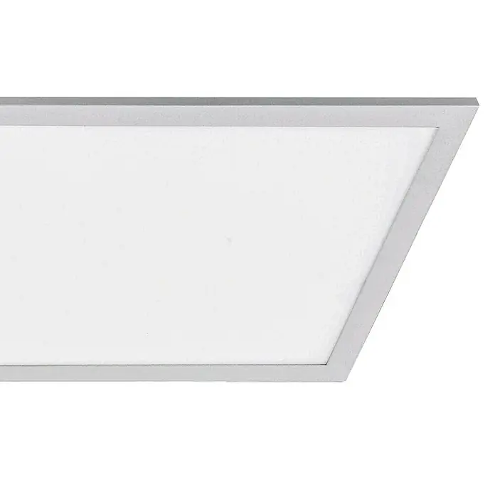 Tween Light LED-Panel RC-CCT-DIM - 36 W, L x B x H: 120 x 30 x 5 cm, Weiß, Mehrfarbig - Nahaufnahme einer LED-Panel-Leuchte mit silbernem Rahmen und weißer Oberfläche, ideal für moderne Innenräume.