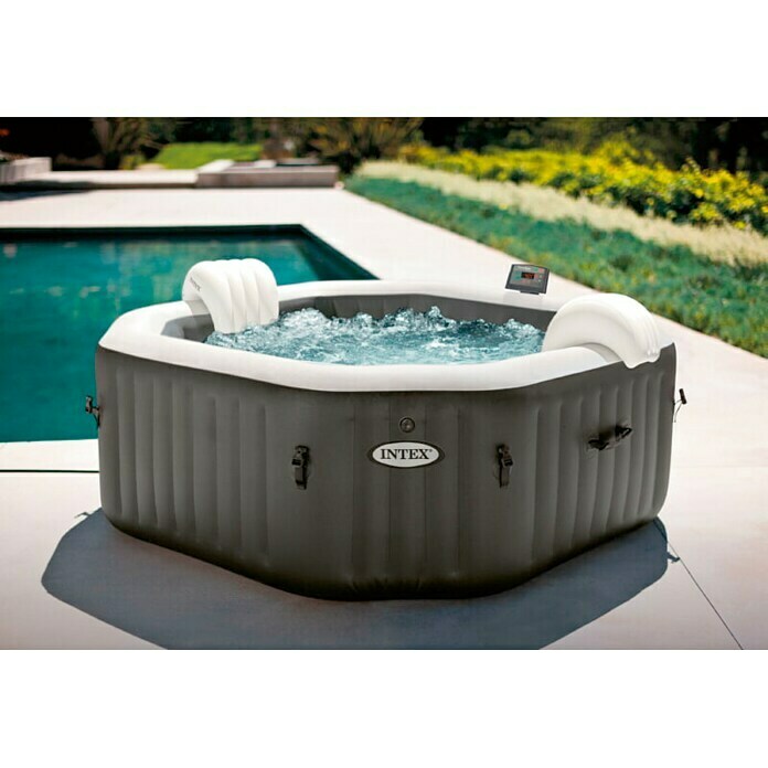 Intex Pure Spa Mobilni hidromasažni bazen 79 Octagon Bubble  (Ø x V: 201 x 71 cm, Crne boje, 795 l) | BAUHAUS