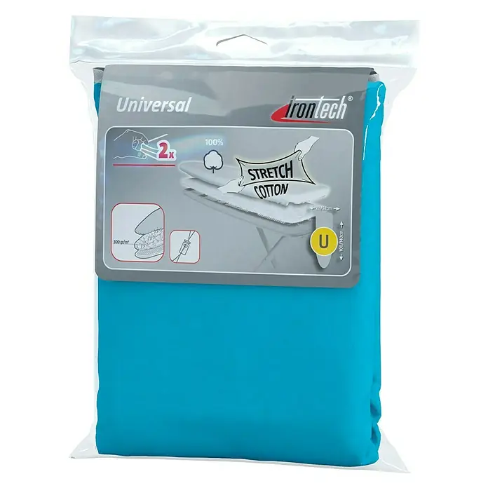 Bügeltischbezug Universal - 100 % Baumwolle, Passend für: Bügeltische von 100 x 30 cm bis 140 x 52 cm - Universal Irontech Bügeltischbezug aus Stretch-Baumwolle, 100% Baumwolle, 300 g/m², passend für Bügeltische von 28/52cm bis 100/140cm.