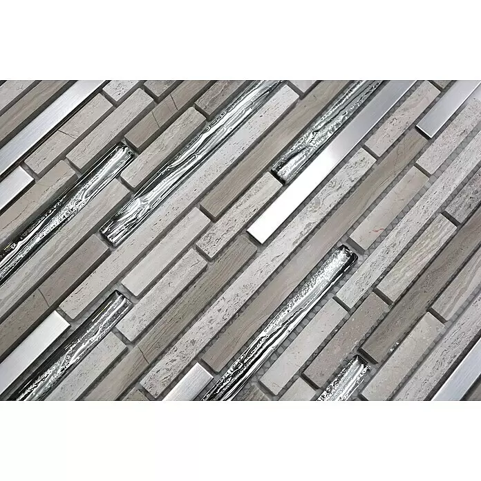 Mosaikfliese Verbund Crystal Mix XNM SV85 - 28,6 x 29,8 cm, Weiß/Beige, Glänzend - Detailaufnahme