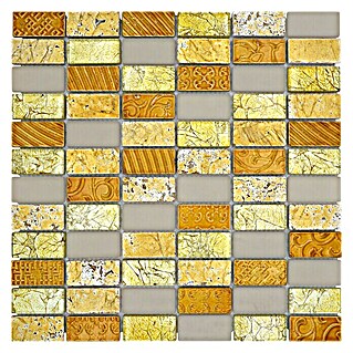 Mosaikfliese Rechteck Crystal Mix XCM CRS4 (30 x 30 cm, Gold, Glänzend)
