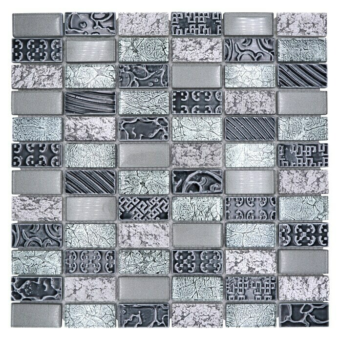 Mosaikfliese Rechteck Crystal Mix XCM CRS2 (30 x 30 cm, Silber, Glänzend)