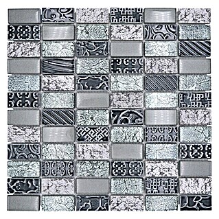 Mosaikfliese Rechteck Crystal Mix XCM CRS2 (30 x 30 cm, Silber, Glänzend)