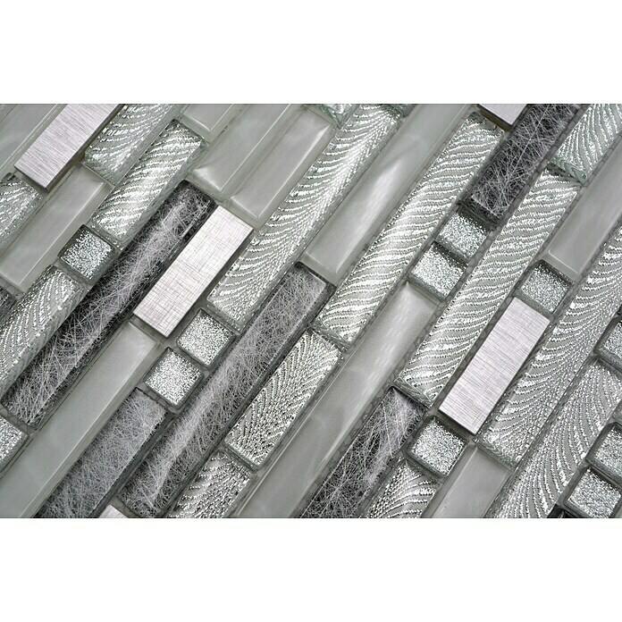 Mosaikfliese Verbund Crystal Mix XCM MV698 (29,8 x 30,4 cm, Grau/Silber, Glänzend)