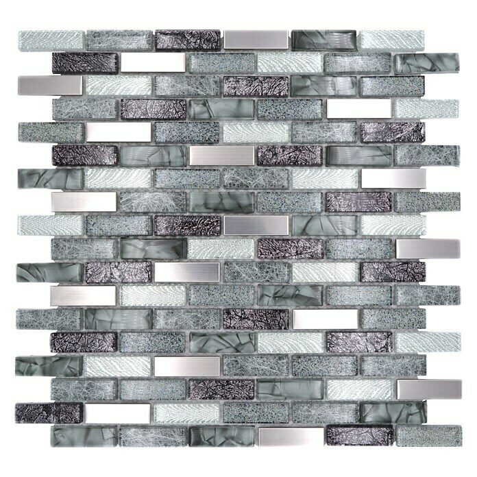 Mosaikfliese Verbund Crystal Mix XCM IL017 (29,8 x 30,4 cm, Grau/Schwarz, Glänzend)