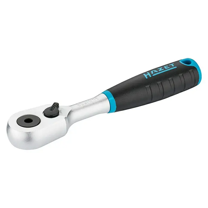Hazet Ratsche HiPer - Abtriebsgröße: ½″ Sechskant - Hazet Ratschenschlüssel mit blau-schwarzem Griff. Das Werkzeug ist ideal für enge Arbeitsbereiche und bietet hohe Qualität.