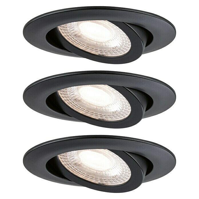 Paulmann LED-Einbauleuchten-Set Base (5 W, Eisen gebürstet, 3 Stk., Warmweiß,  Leuchtenkopf beweglich) | BAUHAUS