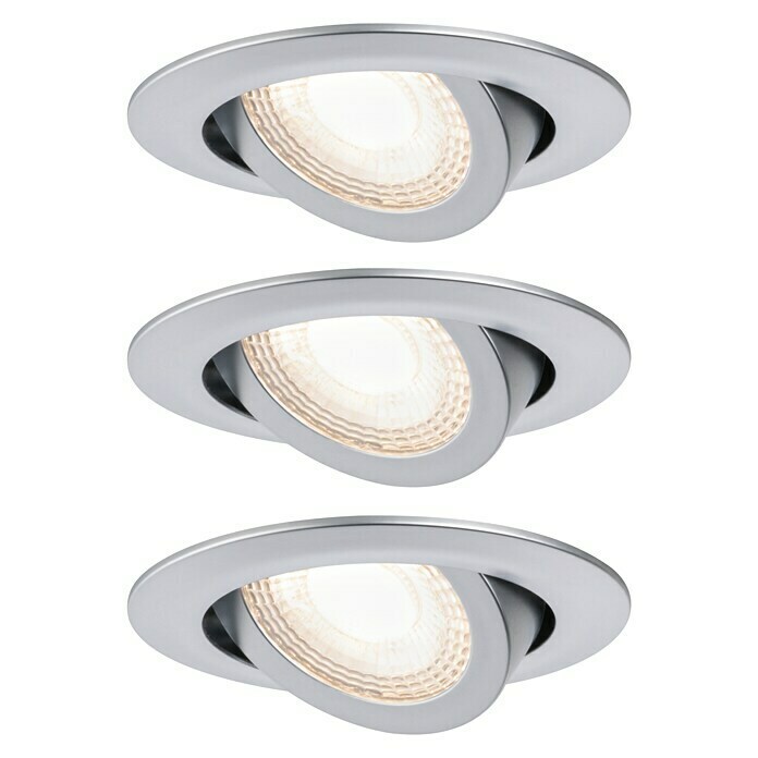 Paulmann LED-Einbauleuchten-Set (6 W, Chrom, Warmweiß, BAUHAUS | cm) 3 Stk., 8,2