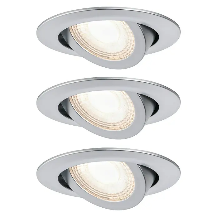 Paulmann LED-Einbauleuchten-Set - 6 W, Chrom, 3 Stk., Warmweiß, 8,2 cm - Drei LED-Deckeneinbauleuchten in Chrom mit verstellbarem Spot. Moderne Beleuchtung für Wohnräume mit guter Lichtverteilung.