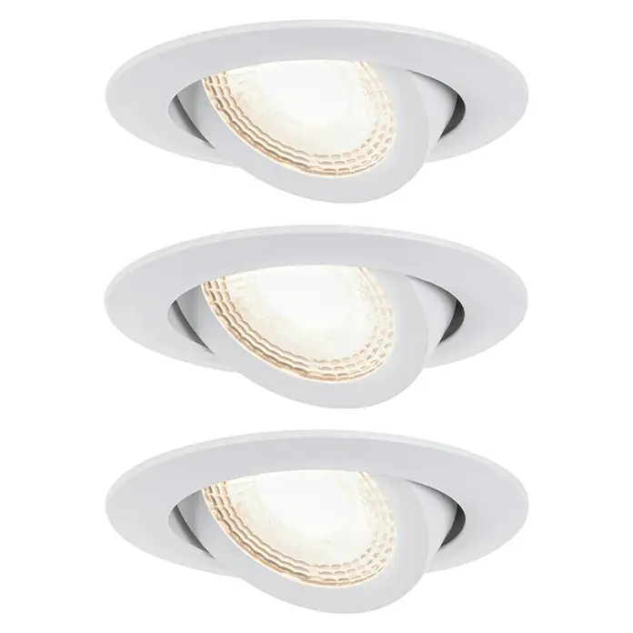 Paulmann LED-Einbauleuchten-Set - 6 W, Weiß, 3 Stk., Warmweiß, 8,2 cm - Drei weiße, schwenkbare LED-Einbauspots, die warmweißes Licht spenden und modern wirken.