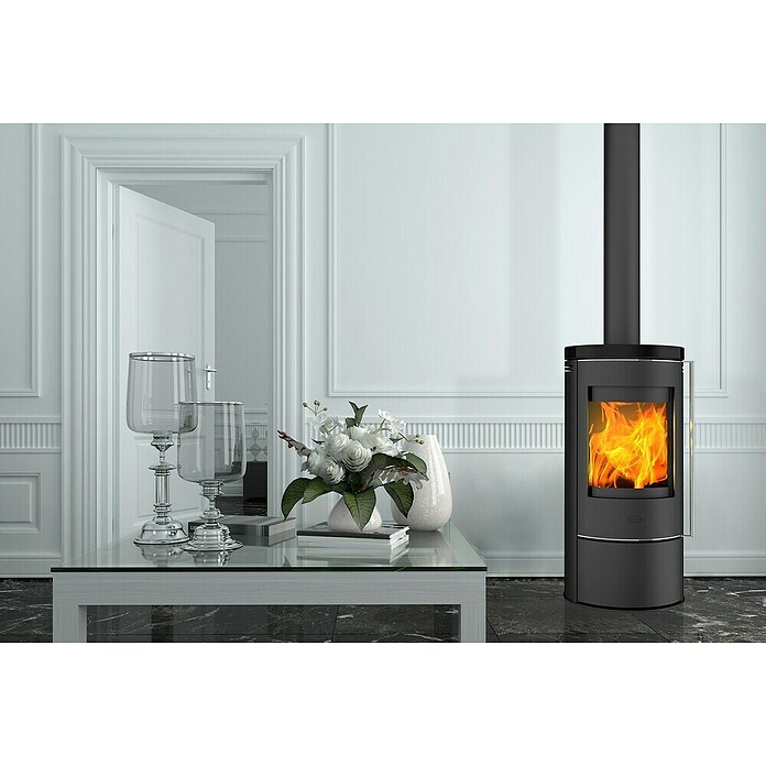 Fireplace Kaminofen Rondale (5 kW, Raumheizvermögen: 90 m³, Material Verkleidung: Keramik, Schwarz) | BAUHAUS