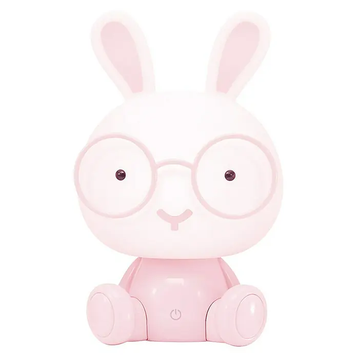 Idp Lampshades Lámpara de sobremesa LED Bunny - 3 W, Ø x Al: 19,5 x 30 cm, Rosa - Una linda lámpara de conejito rosa con gafas, que crea un ambiente suave y relajante. Perfecta para habitaciones infantiles.