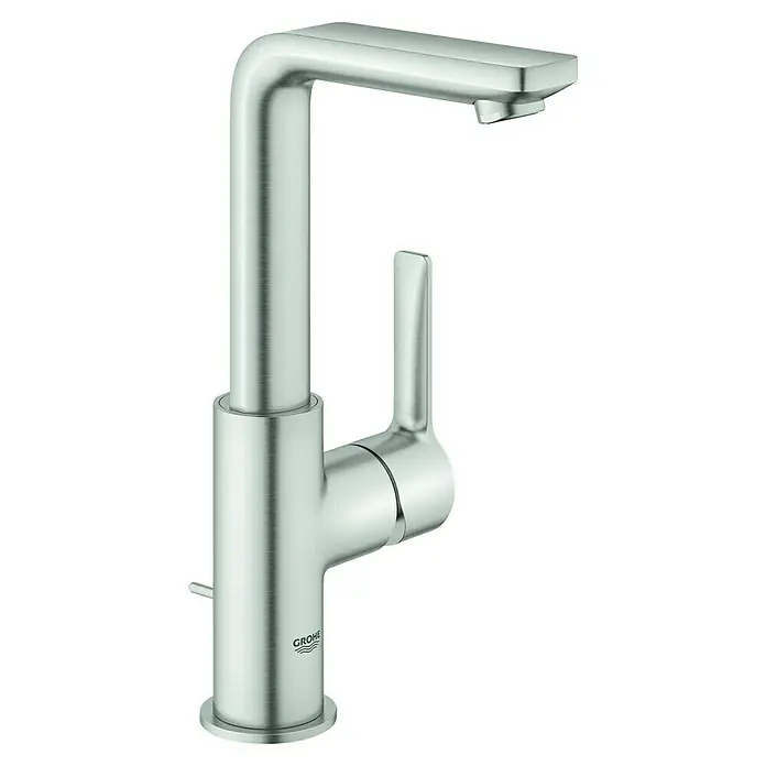 Grohe Lineare Waschtischarmatur L-Size - Supersteel, Matt - Einhand-Waschtischbatterie von Grohe mit minimalistischem Design und gebürsteter Oberfläche, ideal für moderne Badezimmer.