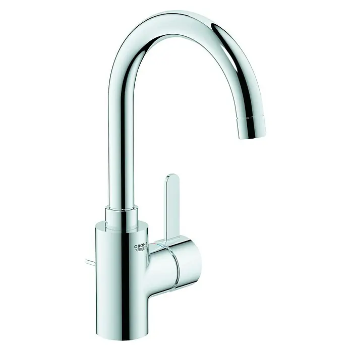Grohe Eurosmart Cosmopolitan Waschtischarmatur L-Size - Ausladung Armatur: 153 mm, Chrom, Glänzend - Ein glänzender Chrom-Wasserhahn der Marke Grohe, elegant geschwungen und modern gestaltet, für jedes Badezimmer eine stilvolle Ergänzung.