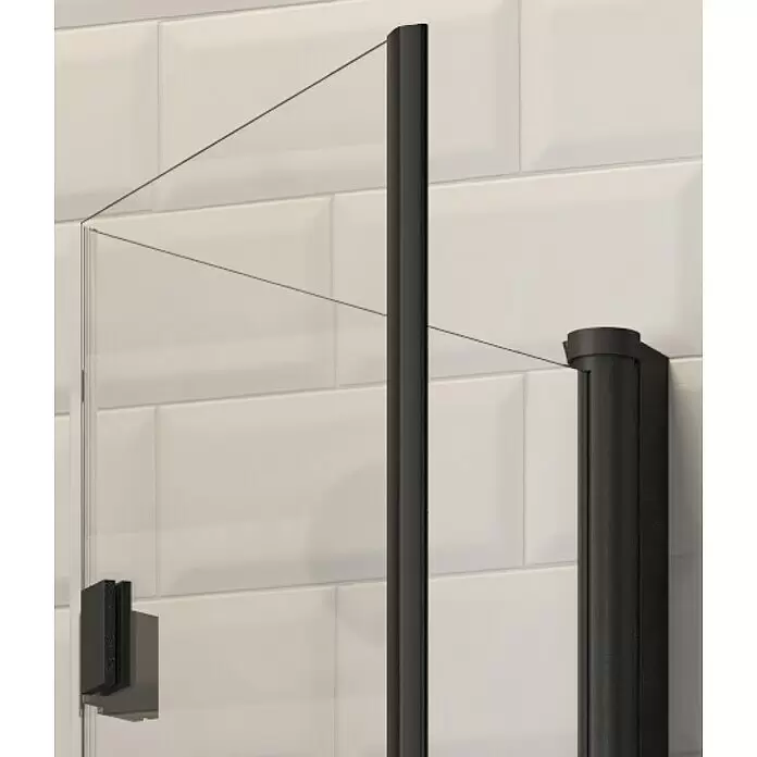 Corniche Eckdusche Light - L x B x H: 80 x 80 x 190 cm, Beschichtet, Schwarz, Glasstärke: 5 mm - Detailaufnahme