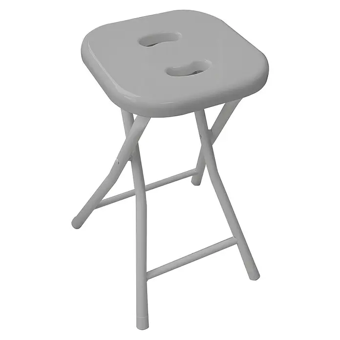 Gedy Taburete Levante - 305 x 275 x 465 cm, Plástico, Gris - Taburete plegable blanco perfecto para uso interior, con prácticas asas y un diseño robusto.