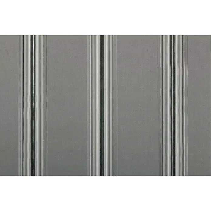 Solid Elements Vollkassettenmarkise Solid-S A131 - Grau/Weiß, Farbe Gestell: Anthrazitgrau, Breite: 4 m, Ausfall: 2,5 m - Graues Stoffmuster mit vertikalen Streifen in verschiedenen Grautönen, Weiß und Schwarz, das eine subtile Textur und ein elegantes Aussehen bietet.