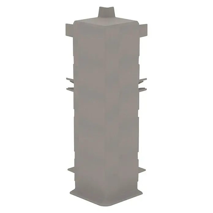 Außenecke Cubica LS80 - Silber, 1 Stk. - Graue, kantige Säule mit hervorstehenden Elementen und einer quadratischen Basis. Perfekt als architektonisches Detail oder dekoratives Element.