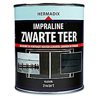 Hermadix Houtbescherming Impraline Zwarte Teer (Zwart, 750 ml, Zijdemat)