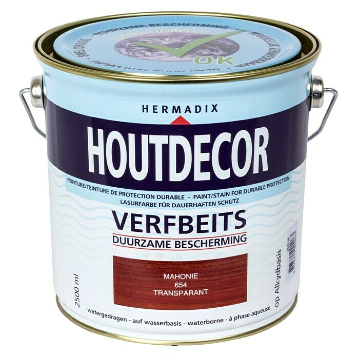 Hermadix Houtbeits houtdecor 654 mahonie (Mahonie, 2,5 l, Zijdeglans) | BAUHAUS