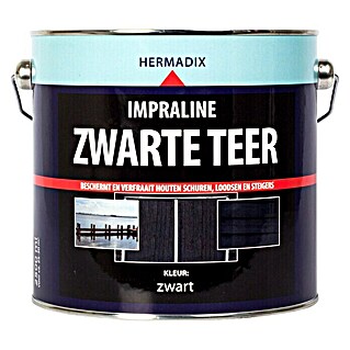 Hermadix Houtbescherming Impraline Zwarte Teer (Zwart, 2,5 l, Zijdemat)