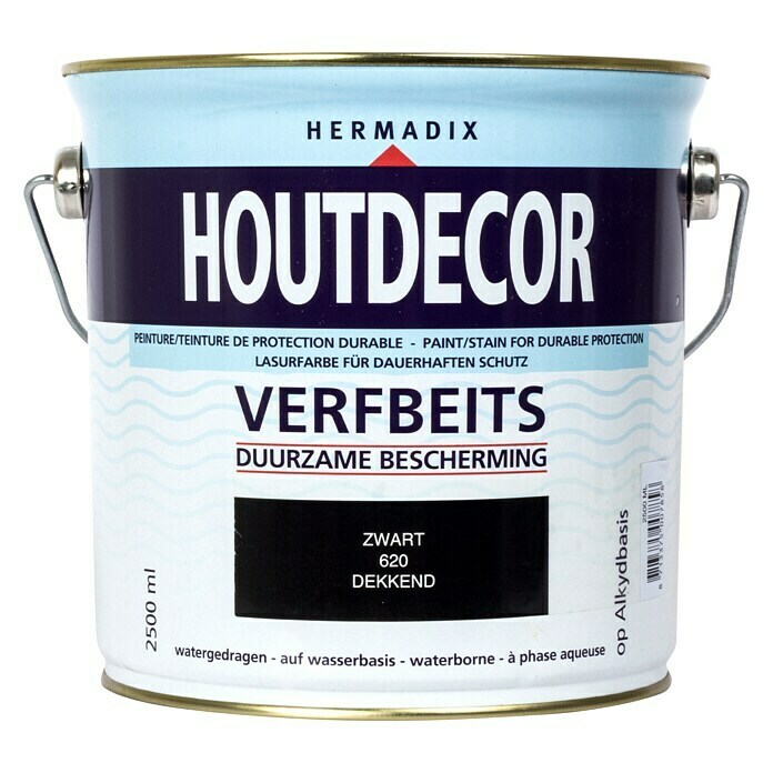 Hermadix Houtbeits houtdecor 620 zwart (Zwart, 2,5 l, Zijdeglans) | BAUHAUS