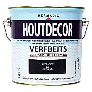 Hermadix Houtbeits houtdecor 630 antraciet 2500ml (Antraciet, 2,5 l, Zijdeglans)