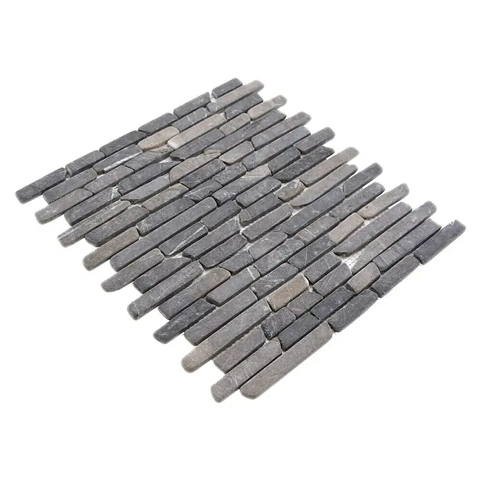 Mosaikfliese MOS BRICK 125 - 30,5 x 30,5 cm, Schwarz, Matt - Mosaikfliese aus Naturstein, graue Steine, als Gestaltungselement für Wände und Böden. Ästhetisches Design für moderne Innenräume.