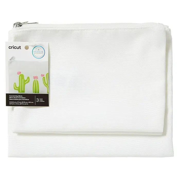 Cricut Kosmetiktaschen-Set für Infusible Ink - 3 -tlg., Creme, 100 % Polyester - Weiße Kosmetiktaschen von Cricut Infusible Ink im 3er-Pack. Ideal zum Personalisieren mit individuellen Designs.