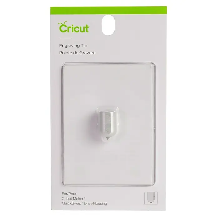 Cricut Maker Plotter-Werkzeug Gravur-Werkzeug für Quickswap - Passend für: Cricut Maker Schneideplotter - Nahaufnahme der Cricut Gravierspitze in ihrer Verpackung, ideal für Cricut Maker und QuickSwap-Gehäuse. Präzises Gravieren garantiert.