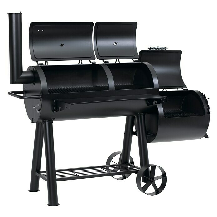 Tepro Smoker IndianapolisL x B x H: 184 x 88 x 153 cm, Schwarz Diagonal View