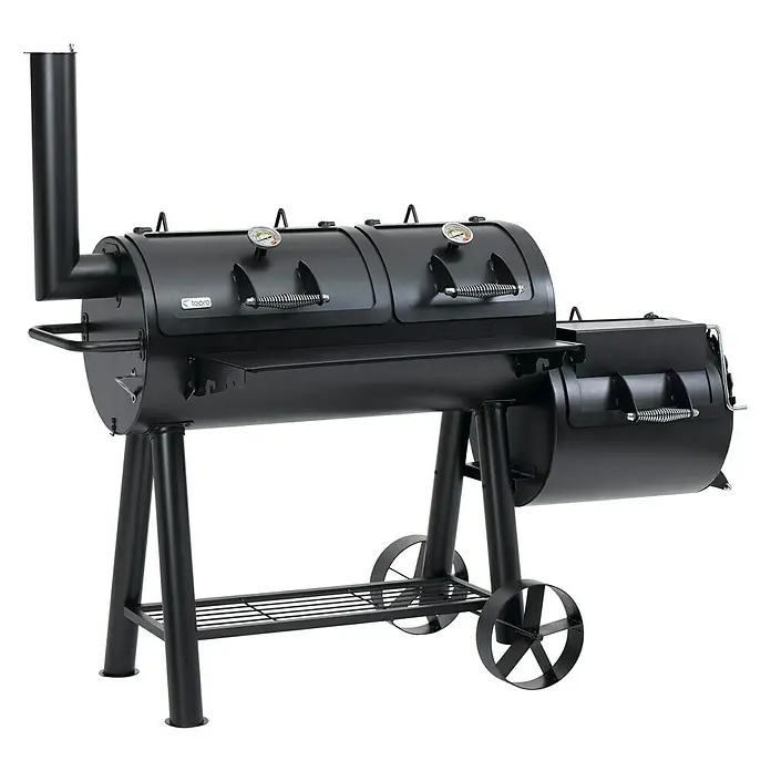 Tepro Smoker Indianapolis - Grillfläche (B x T): 97,5 x 44 cm - Schwarzer Tepro Grill mit Räucherofen. Perfekt zum Grillen und Räuchern von Fleisch, Fisch und Gemüse im Freien.