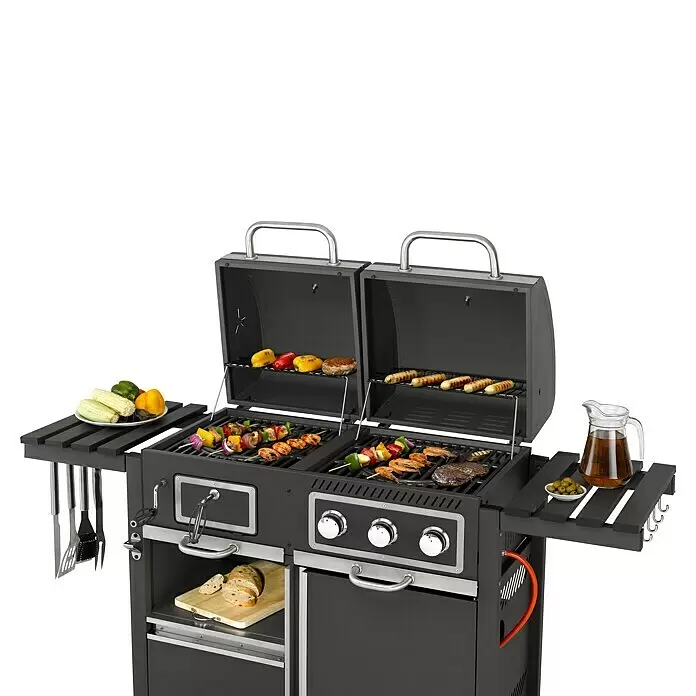 Tepro Hybrid-Grill Toronto Kombi - Grillfläche (B x T): 38,5 x 41,3 cm, 8,7 kW, Anzahl Brenner: 3 - Anwendungsbeispiel