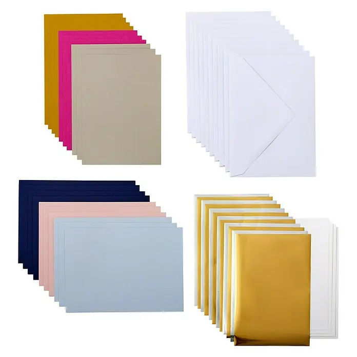 Cricut Joy Einlegekarten-Set Foil Transfer Insert Cards - Sensei Sampler/Collection Sensei, 10 -tlg., 11,7 x 15,9 cm - Vielfältiges Papierset: Bunte Papierbögen, weiße Umschläge und glänzende Papierauswahl für Bastelprojekte.