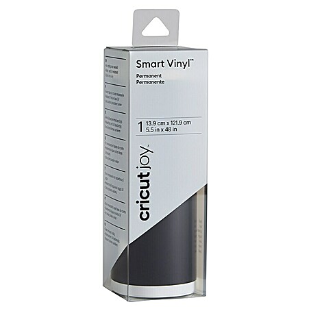 Cricut Joy Vinylfolie Smart Vinyl Permanent (Schwarz, 121,9 x 13,9 cm, Dauerhaft klebend)